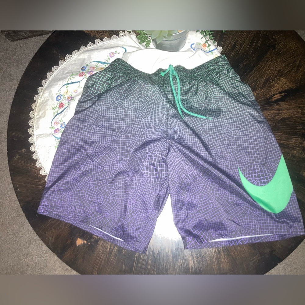 Nike Geometric Purple and Green Shorts swim trunks xl